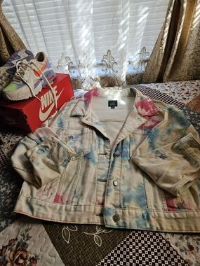 wild fable Pastel Tie-Dye Denim Jacket - Pink, Blue, Cream